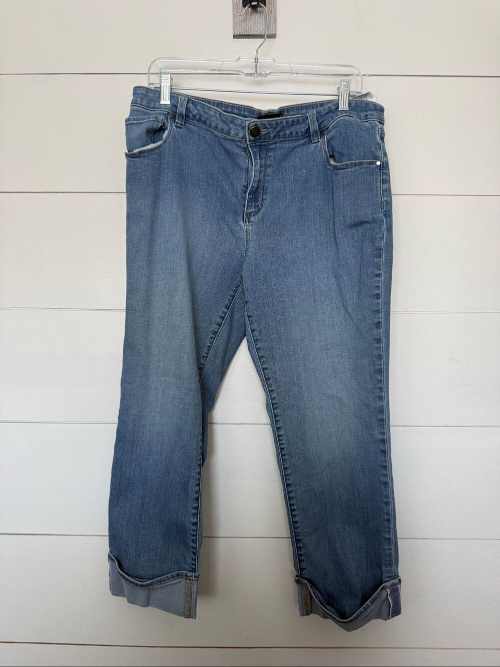 Susan Graver Women’s 16P Cuffed Cropped Jeans Denim